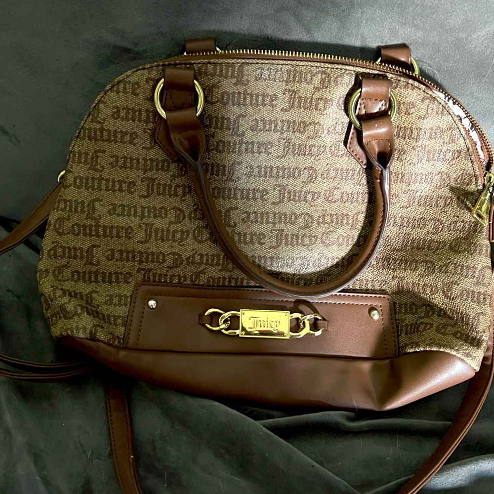Fabulous Classic Brown Leather Monogram Juicy Couture Vintage Bag